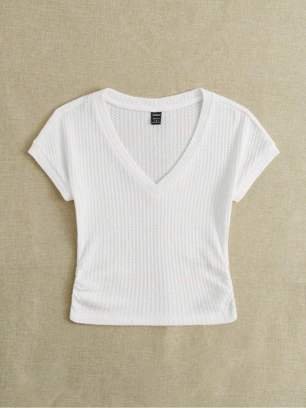 Women’s White V-Neck Short Sleeve Top